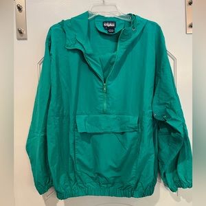 Vintage bright green 1/2 zip up windbreaker jacket. GUC!